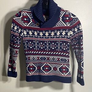 Cozy Patterned Kids Sweater - Navy Blue